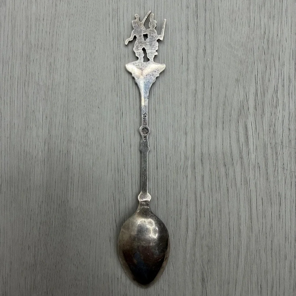 EPNS Johannesburg South Africa Souvenir Spoon Zulu Warrior Finial Vintage